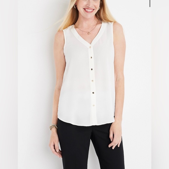 Maurices Madison Solid Button Down Tank Top BNWT large - Picture 1 of 11